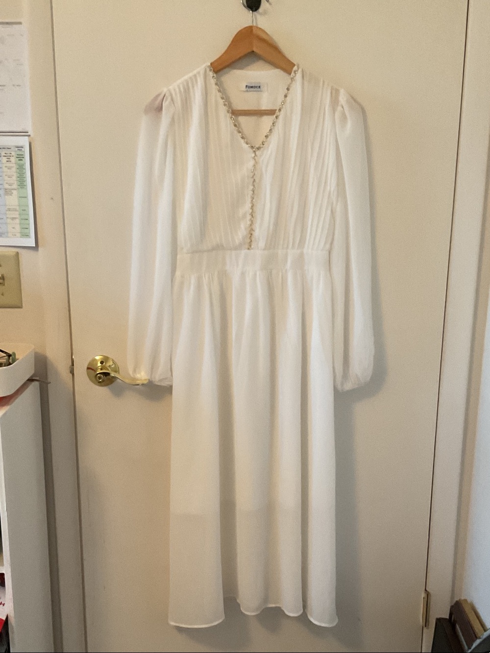 Romantic Long Sleeve White Maxi Dress